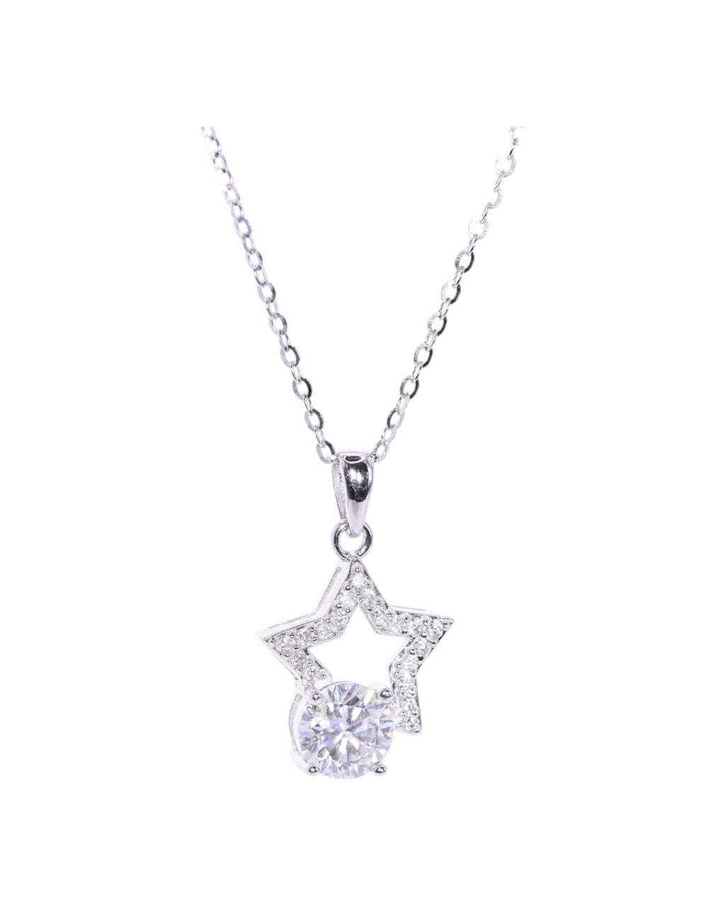 Celeste Drop star moissanite necklace 1ct VVS1 rhodium silver S925 sterling silver Australia — Byrall