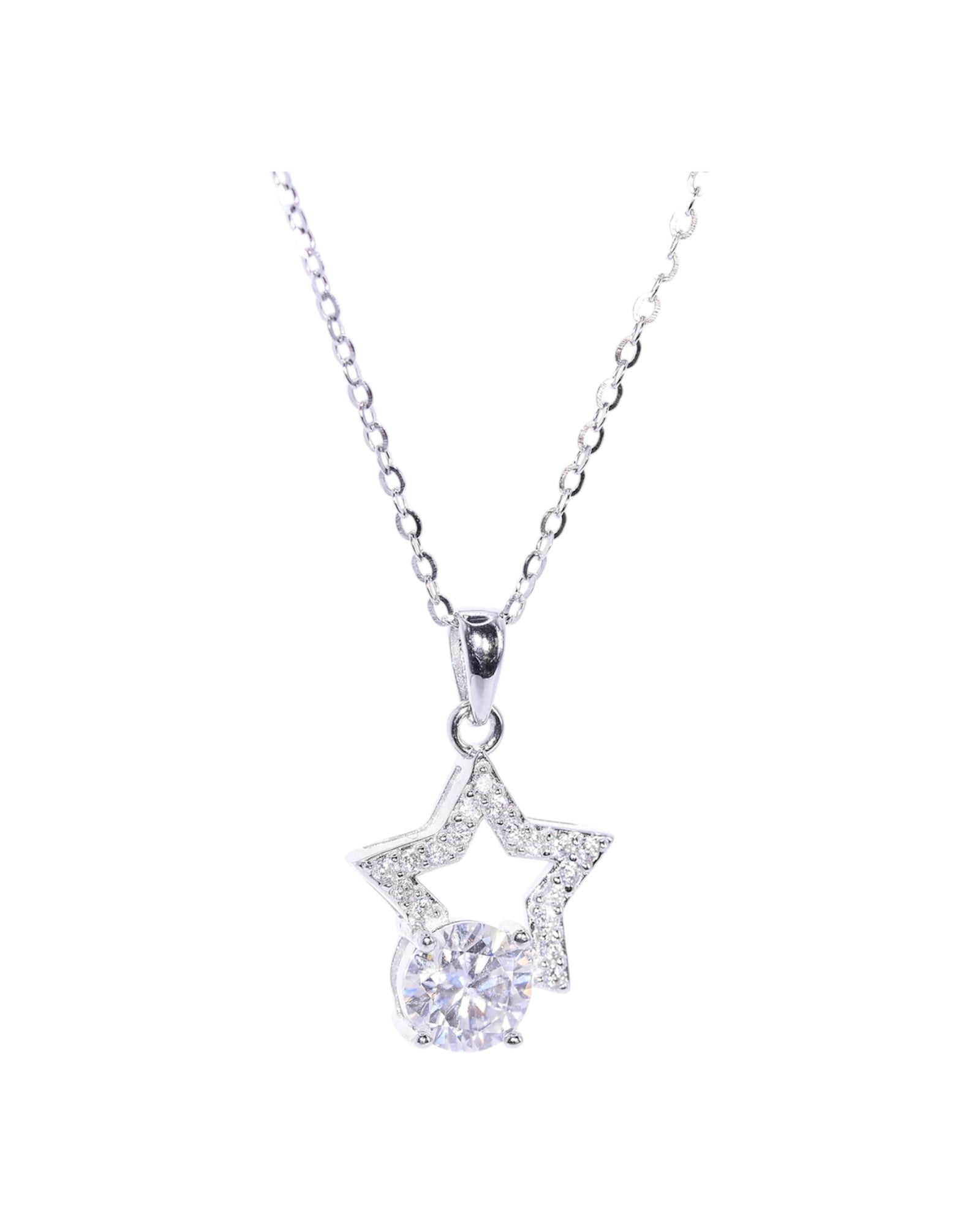 Celeste Drop star moissanite necklace 1ct VVS1 rhodium silver S925 sterling silver Australia — Byrall
