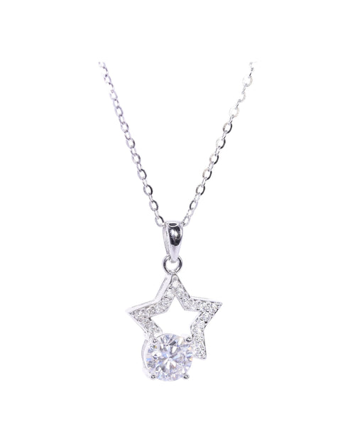 Celeste Drop star moissanite necklace 1ct VVS1 rhodium silver S925 sterling silver Australia — Byrall