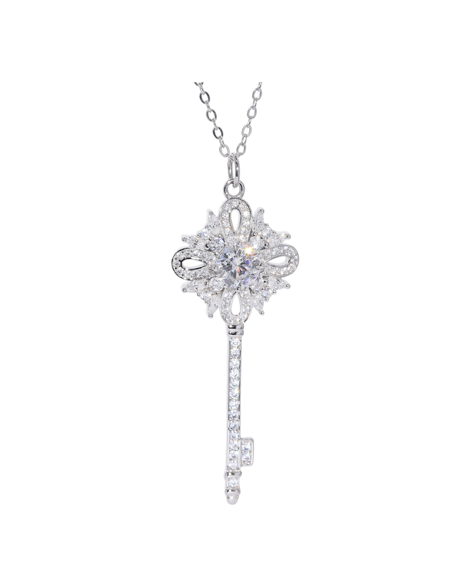 Clé moissanite key necklace 0.8ct VVS1 rhodium silver S925 sterling silver vintage pendant Australia — Byrall