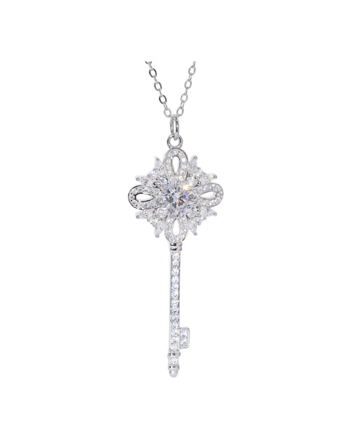 Clé moissanite key necklace 0.8ct VVS1 rhodium silver S925 sterling silver vintage pendant Australia — Byrall