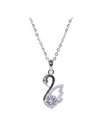 Close-up swan pendant 1ct VVS1 round brilliant moissanite claw set rhodium silver S925 — Byrall