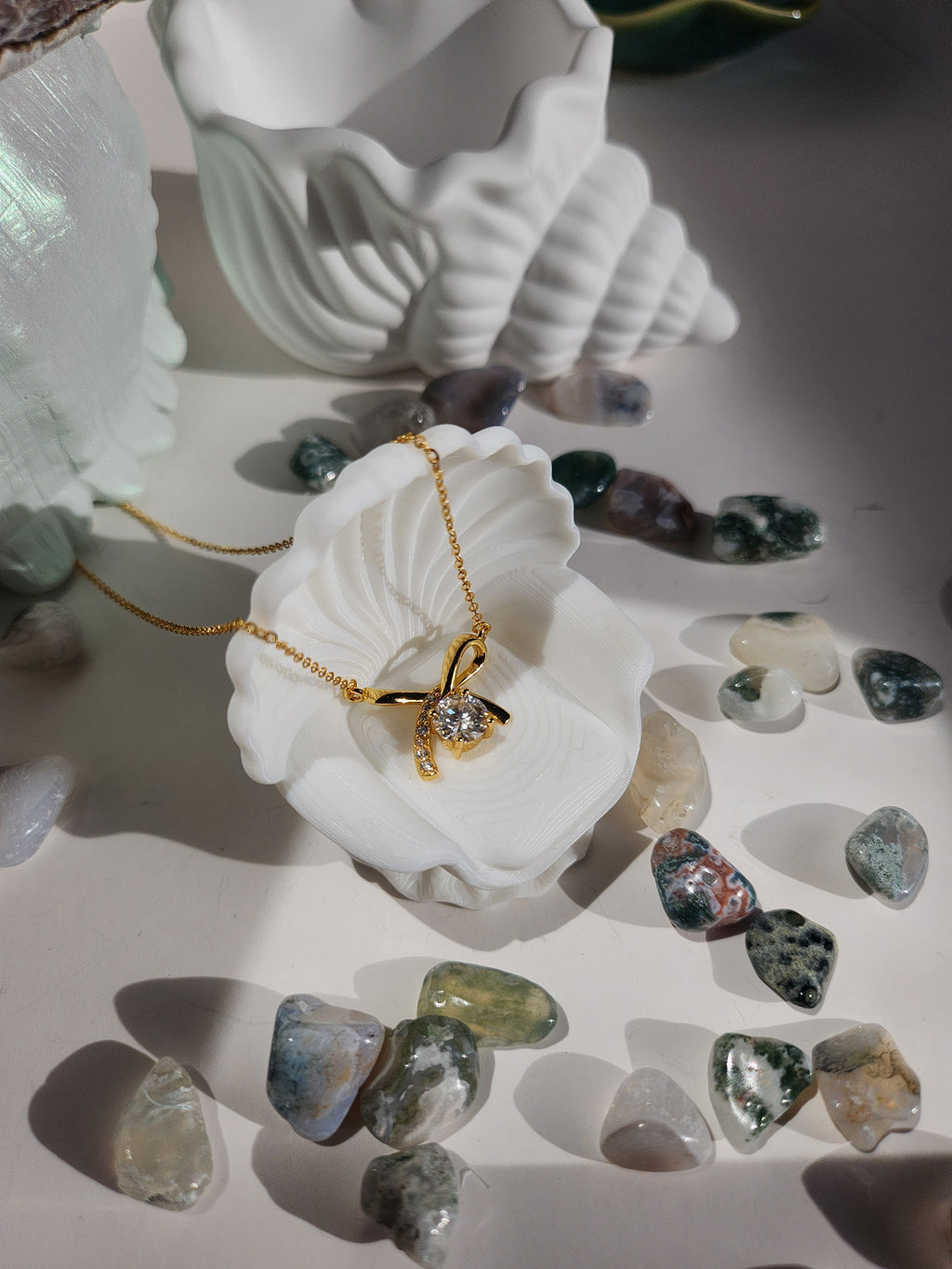 Gold Aurora moissanite necklace in gift-ready box, free shipping Australia — Byrall Jewellery