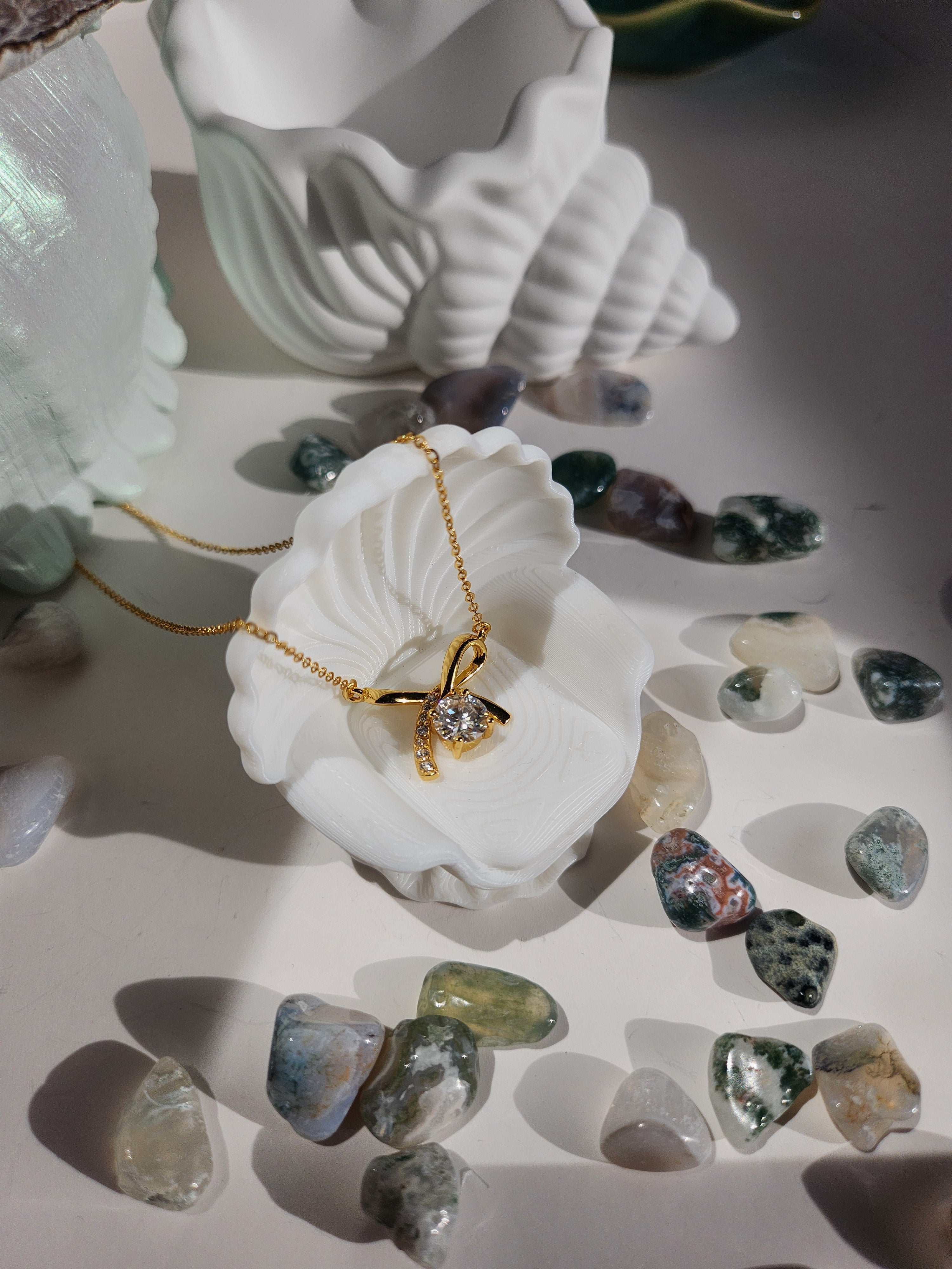 Gold Aurora moissanite necklace in gift-ready box, free shipping Australia — Byrall Jewellery