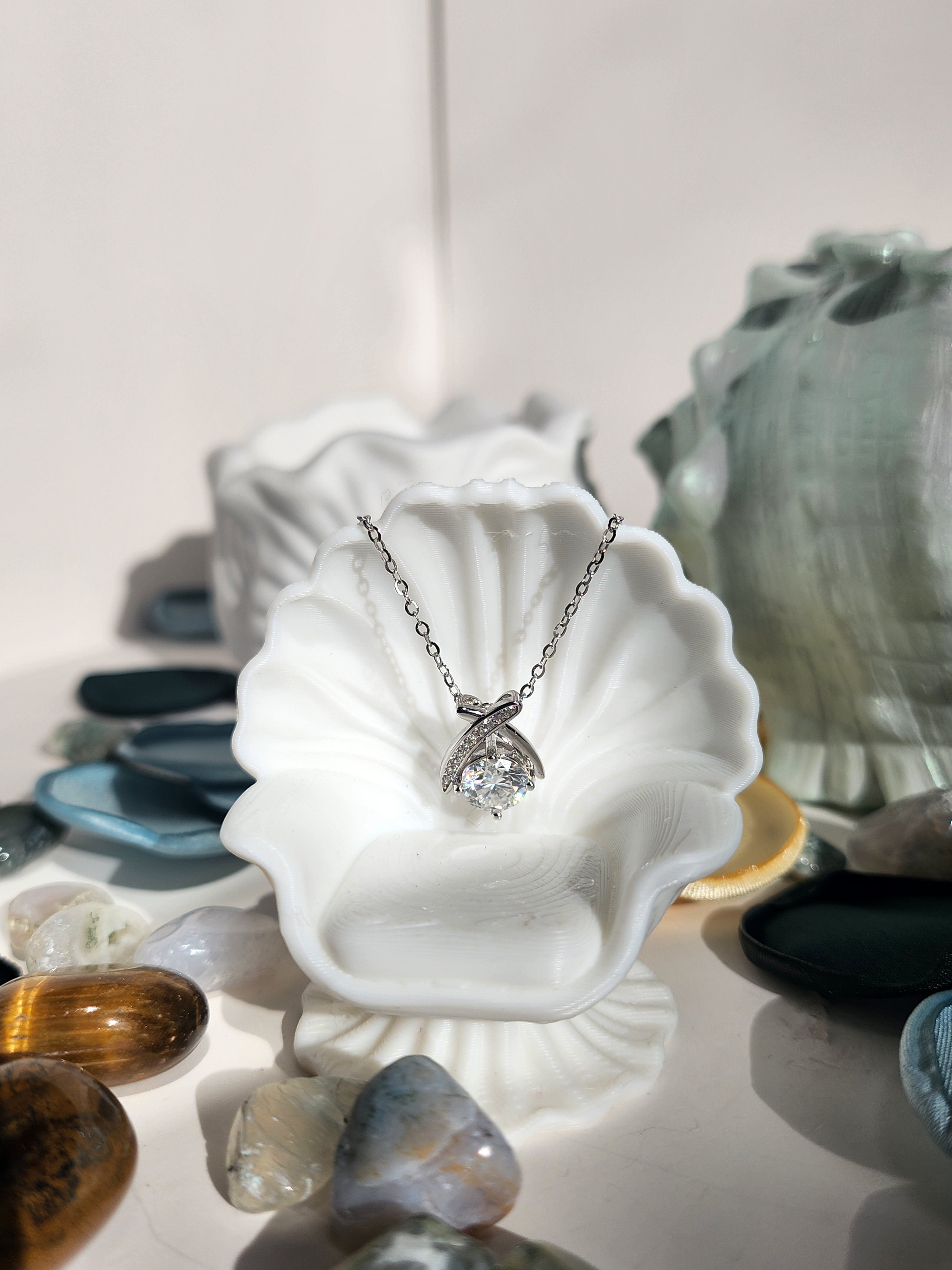 Noir moissanite ribbon necklace in gift-ready box GRA certificate free shipping Australia — Byrall