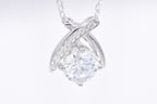 Noir ribbon wrap moissanite necklace angle view silver solitaire pendant Australia — Byrall