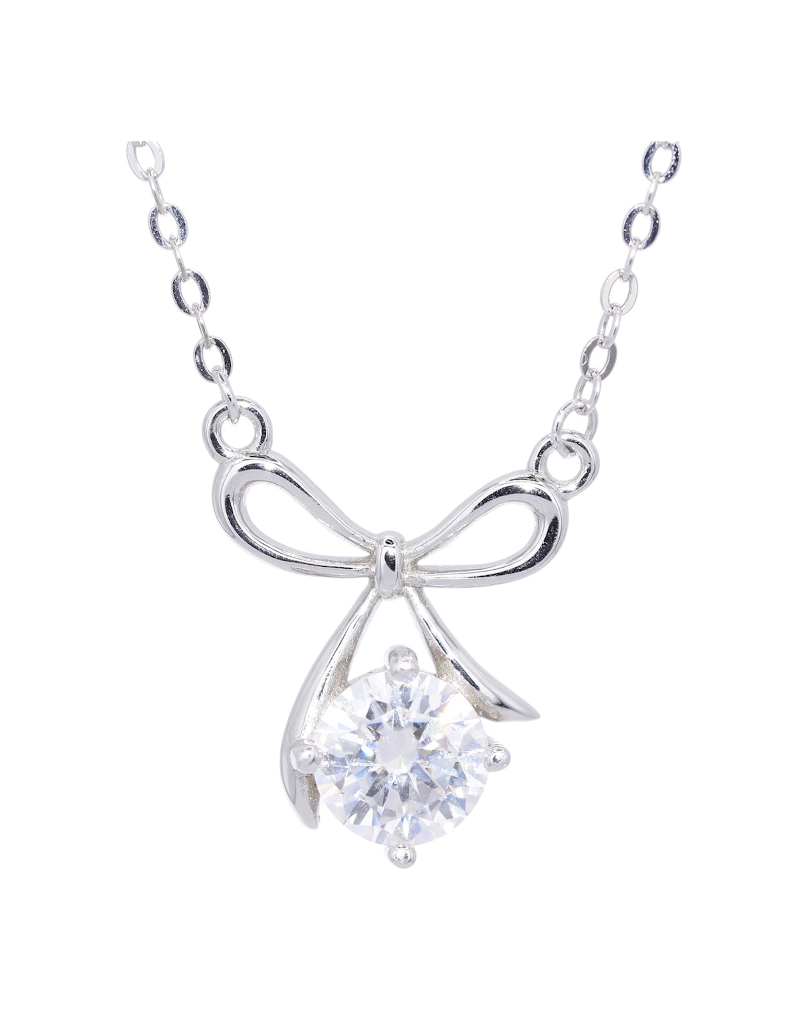 The Aurora Pendant 1ct VVS1 moissanite bow drop necklace rhodium silver S925 sterling silver Australia — Byrall