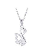 Élan rhodium silver swan pendant necklace side angle 1ct VVS1 moissanite — Byrall Jewellery
