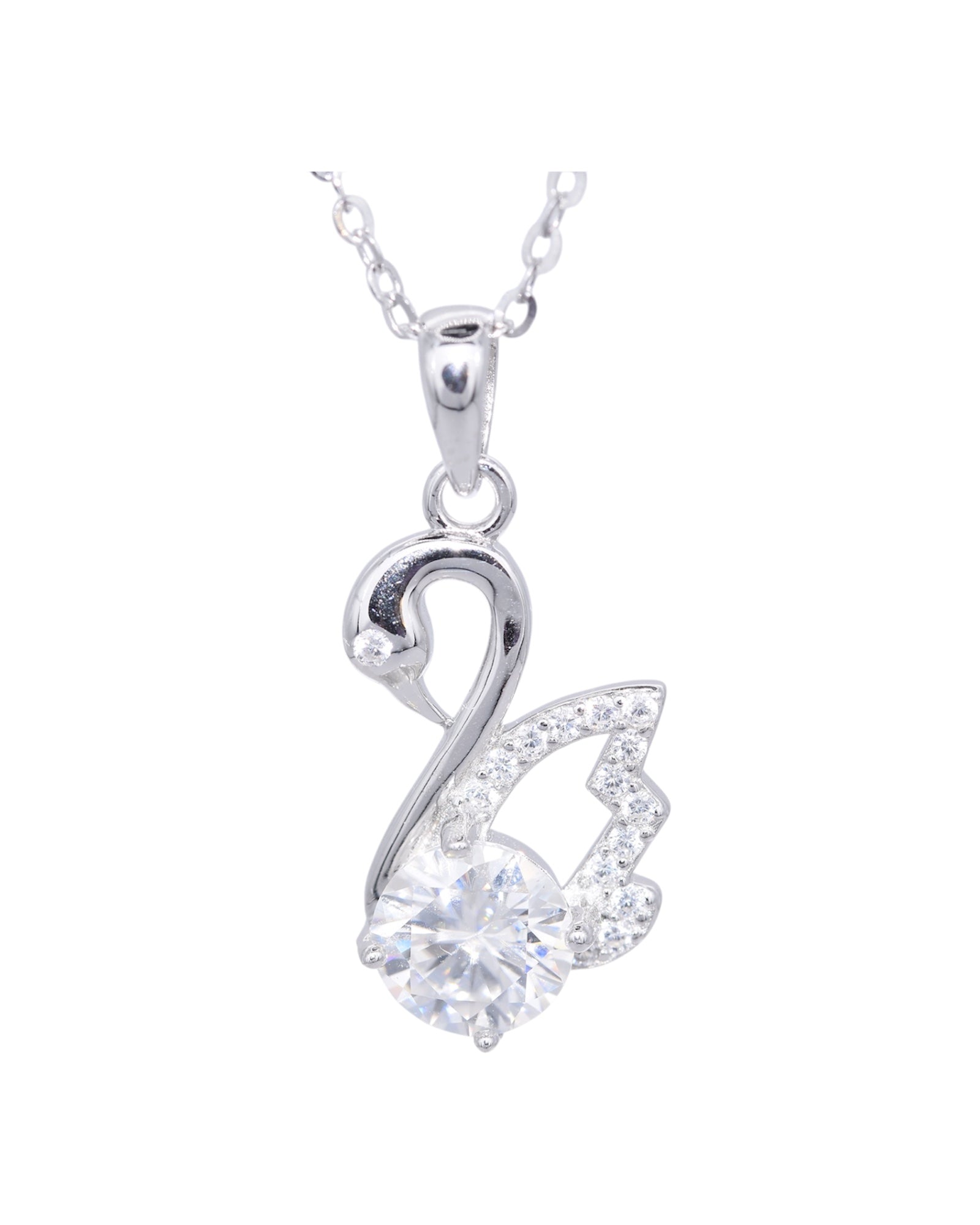 Élan silver swan moissanite necklace 1ct VVS1 rhodium plated S925 sterling silver Australia — Byrall